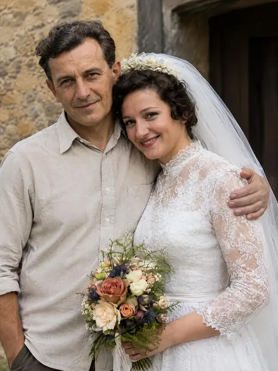 Papa umarmt die Braut